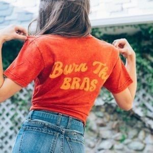 Revice burn the bras tee shirt flowers size small